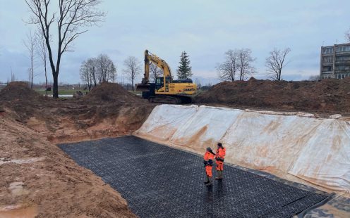Az ukmergei csapadékvíztározó beépítése